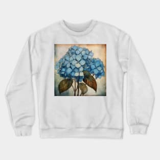 Simple Blue Folk Art Hydrangea Flower Crewneck Sweatshirt